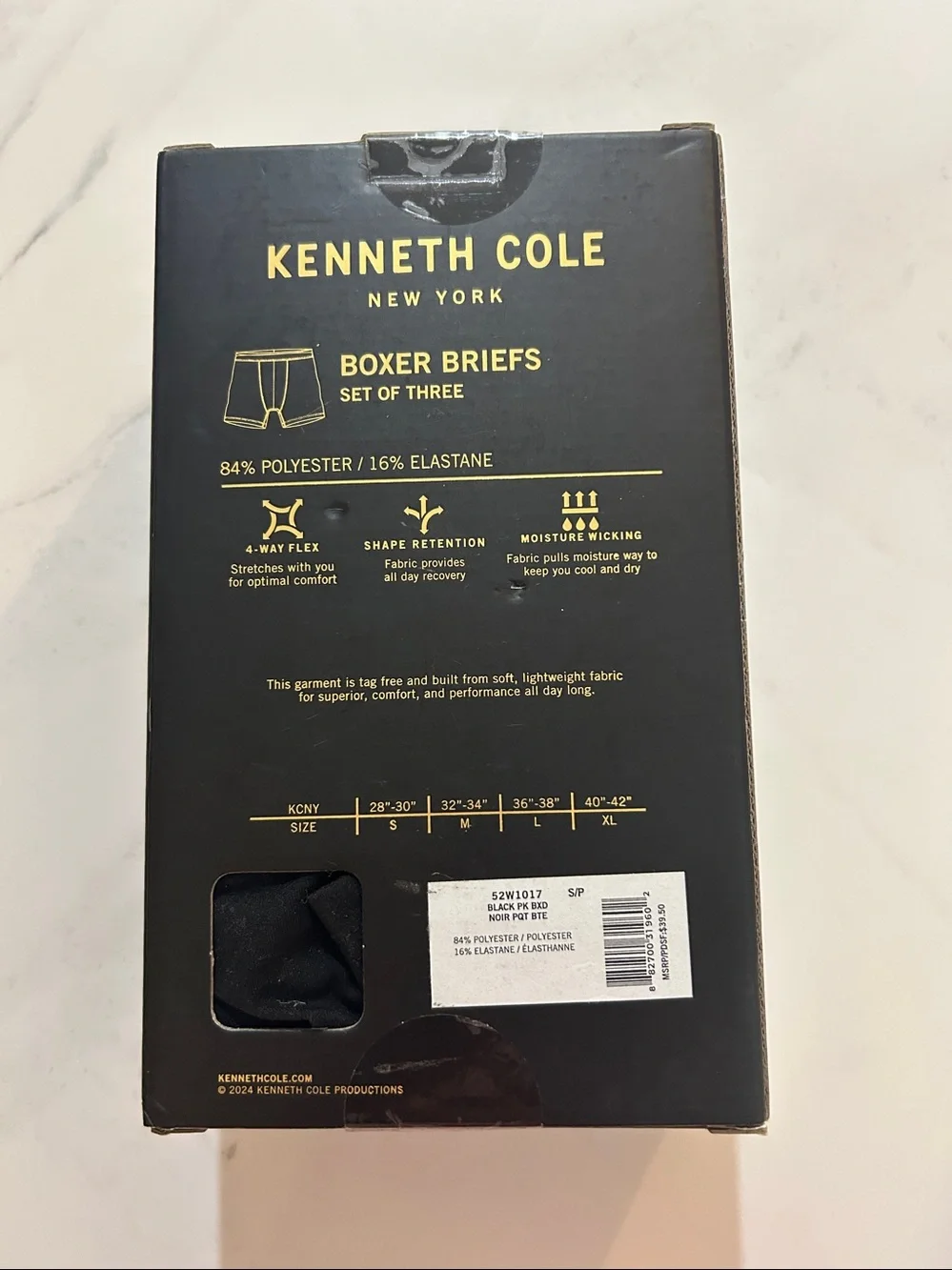 Kenneth Cole Men’s Black Boxer Briefs with Branded Waistband - 3 Pack